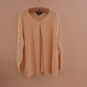 Lands’ End 100% Cashmere Cardigan Sweater Cream Plus Size 2X